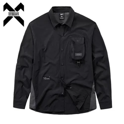 Functional Shirt 2023 Spring Long Sleeve Tactical Shirts Coat Men Hip Hop Harajuku Black Tops Male Clothing Techwear