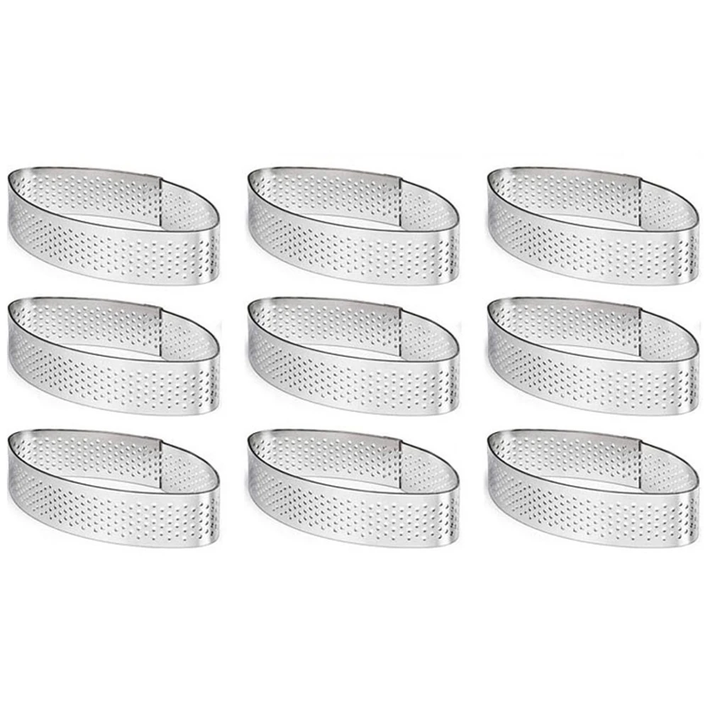 

9 Pack Stainless Steel Tart Ring, Heat-Resistant Perforated Cake Mousse Ring Cake Mousse Molds Circle Cutter Pie Ring