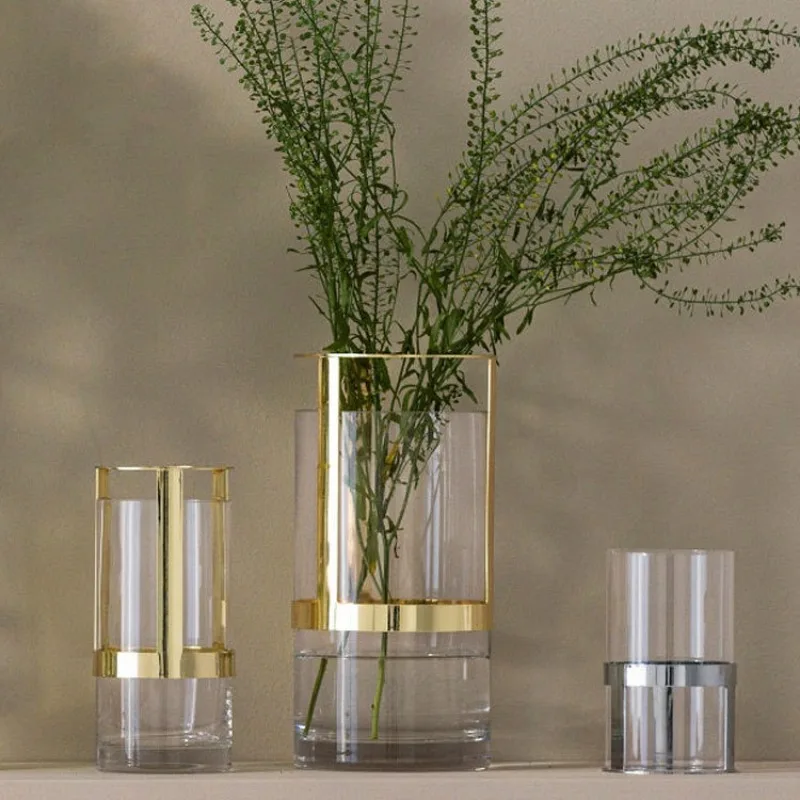 Modern creative design adjustable height glass vase, living room bedroom desktop home candlestick ornament