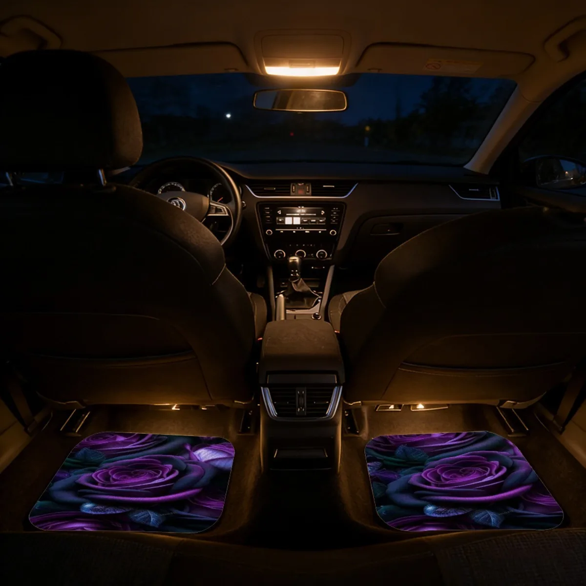 

[4pcs Car Floor Mats Set]4pcs Purple Rose Pattern Car Floor Mats | Playful Design, Protective Cover, Suitable for Family Vehicles, SUV, Sedan, Minivan, Car Interior Decor, Car Interior, Car Interior Additions