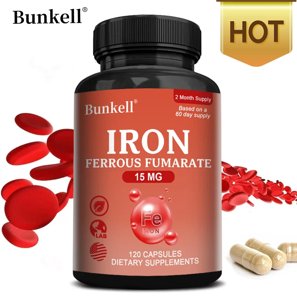 Iron 15 Mg Supplement - Rich in Ferrous Iron - Benefits Red Blood Cell Function, Energy, Muscles, Immune System