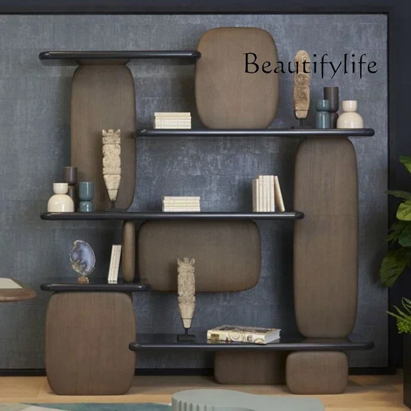 

Italian bookcase simple modern Nordic retro Italian minimalist bookshelf display Nordic fashion