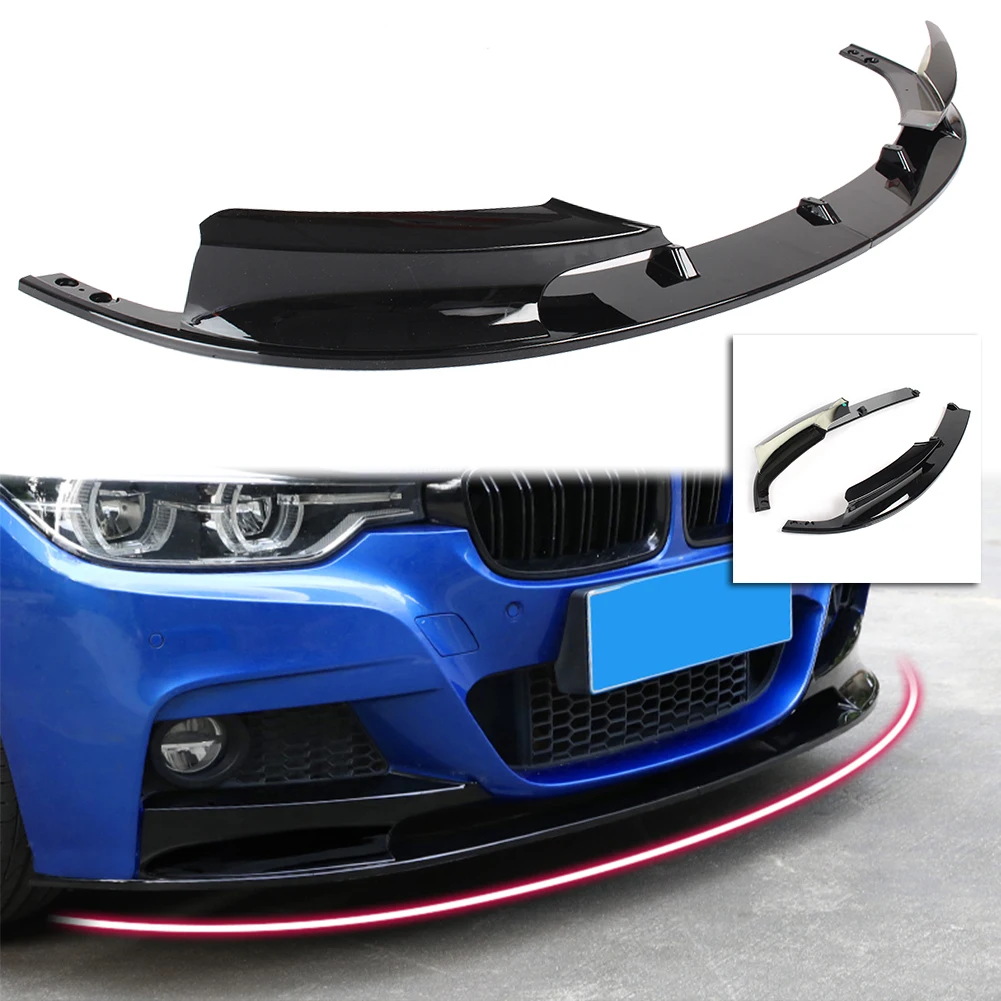 2Pcs/Set Car Front Bumper Lip Cover M Style Trim For BMW F30 3 Series 2012 2013 2014 2015 2016 2017 2018 Gloss Black