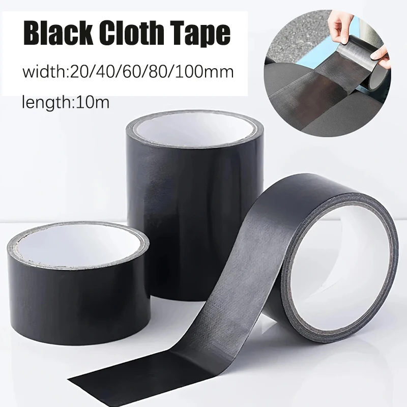 

10 Meters Long Super Sticky Black Cloth Tape Carpet Floor Waterproof Tapes High Viscosity Furniture Repair Decoration Supplies