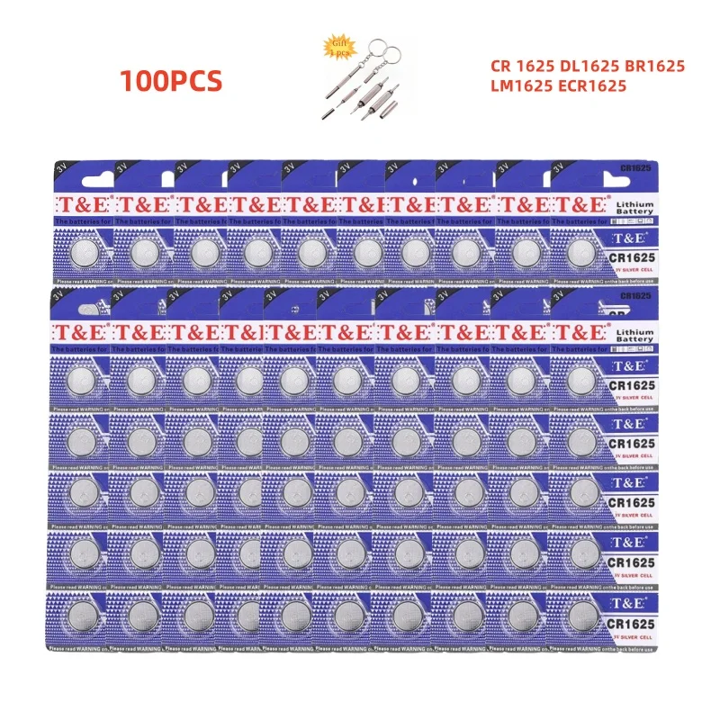 

100PCS CR1625 Button Battery CR 1625 DL1625 BR1625 LM1625 ECR1625 3V Lithium Battery For Watch Car Key Remote Coin Cells