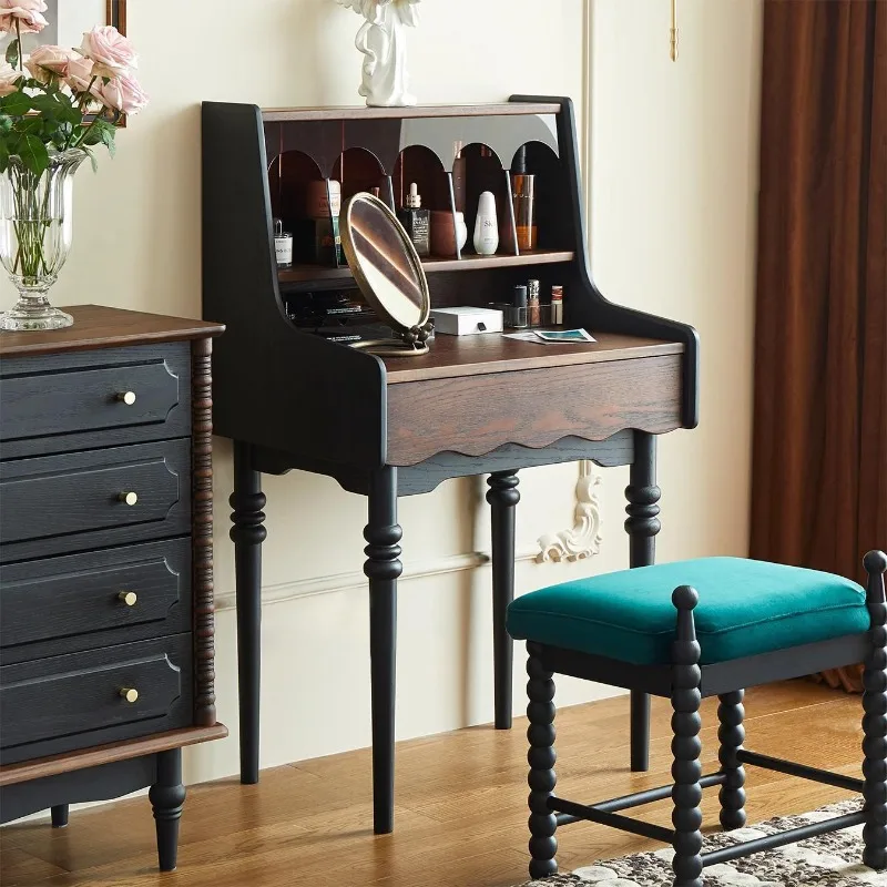 wood dresser, bedroom storage makeup table, American small apartment bedside medium and ancient style makeup table