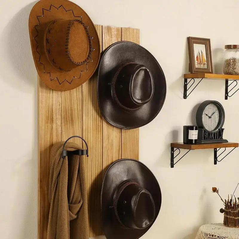 Cowboy Hat Holder 4X Cowboy Hat Organizer Storage Shelf With Hooks For Western Baseball Caps Heavy Duty Space Saving