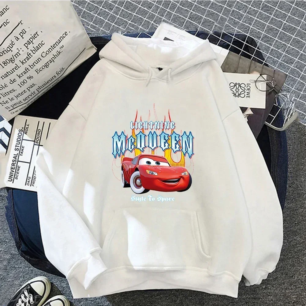 Cartoon Cars Lightning McQueen Hoodies Women Vintage Jasmine Kawaii Pullover Clothes Harajuku Casual Versatile Sweatshirt Tops