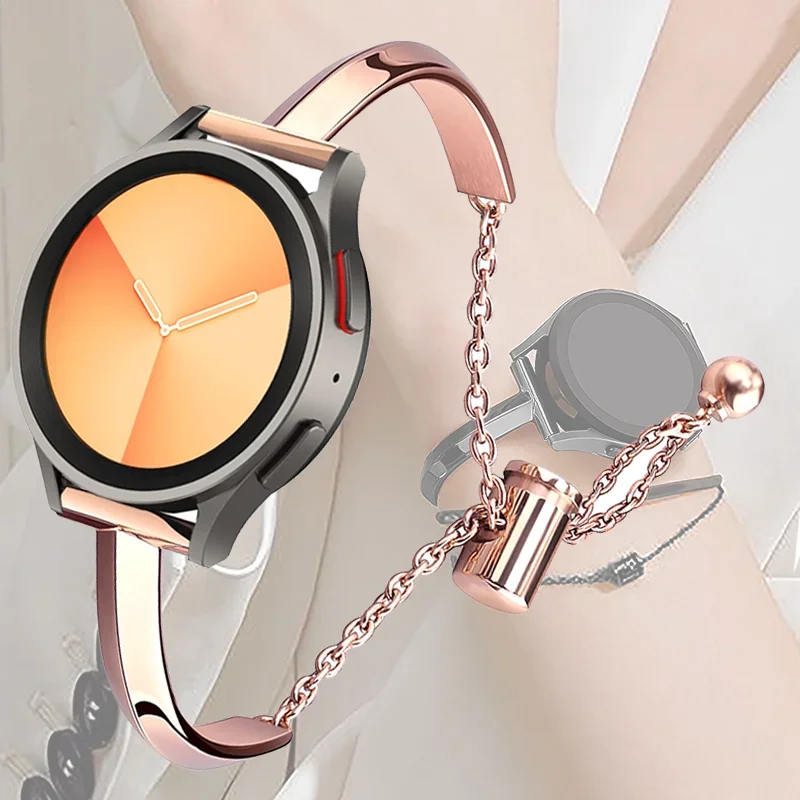 20 22mm Jewelry Strap for Samsung Galaxy Watch 5 pro 45mm 4 40 44mm Metal Chain Woman Correa for Huawei Watch 2 Amazfit Bip Gts2