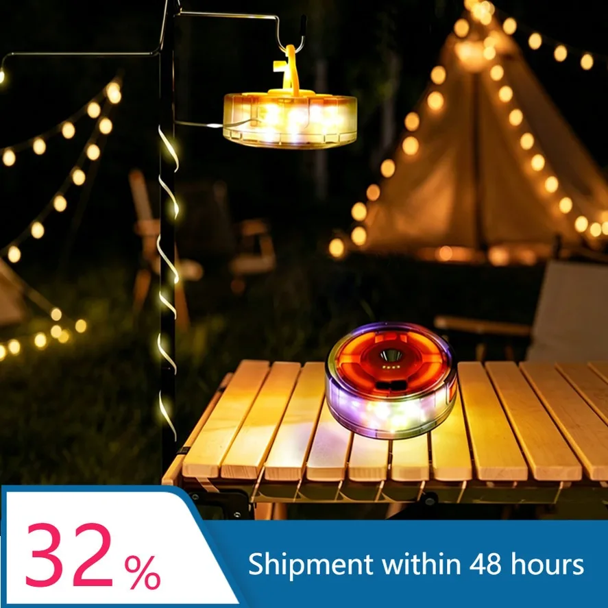 Portable Camping Light 1200mAh Outdoor Tent Light Strip Decorative Lighting String 8M RGB Color-Changing Atmosphere String Light