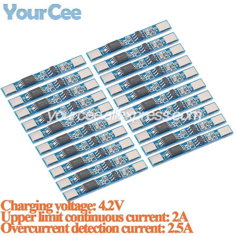 20szt/1szt 1S 3.7V 2A li-ion BMS PCM Single MOS 18650 Battery Protection Board PCB Module for 18650 Lithium ion li Battery Cell