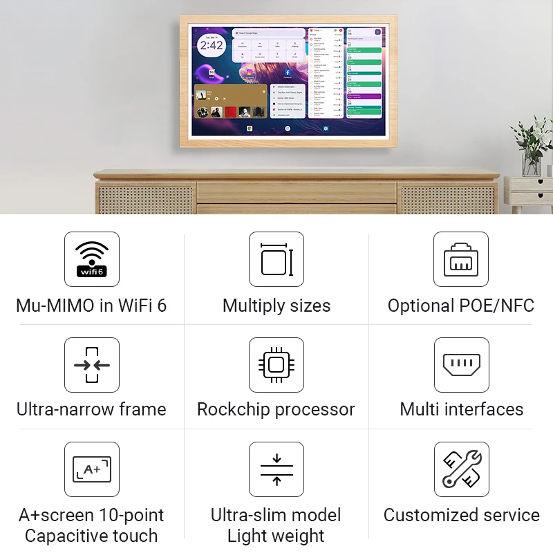 TLCRETE 2025 Atacado RK3576 Tudo em Um Jogadores de Publicidade WiFi6 Digital Photo Frame Slideshow Wallmount Tablet