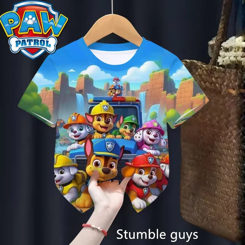طفل تي شيرت للبنين بنات أطفال قمصان طفل قصير الأكمام باو باترول تي شيرت مطبوع طفل ثلاثية الأبعاد الكرتون سونيك المحملة القمم الملابس