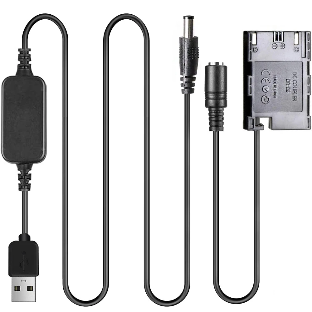DR-E6 DC Coupler LP-E6 Dummy Battery USB Cable Adapter Kit for Canon EOS R7 R6 R5 R 90D 80D 7D Mark II 70D 6D 60D 5D Mark IV 5DS