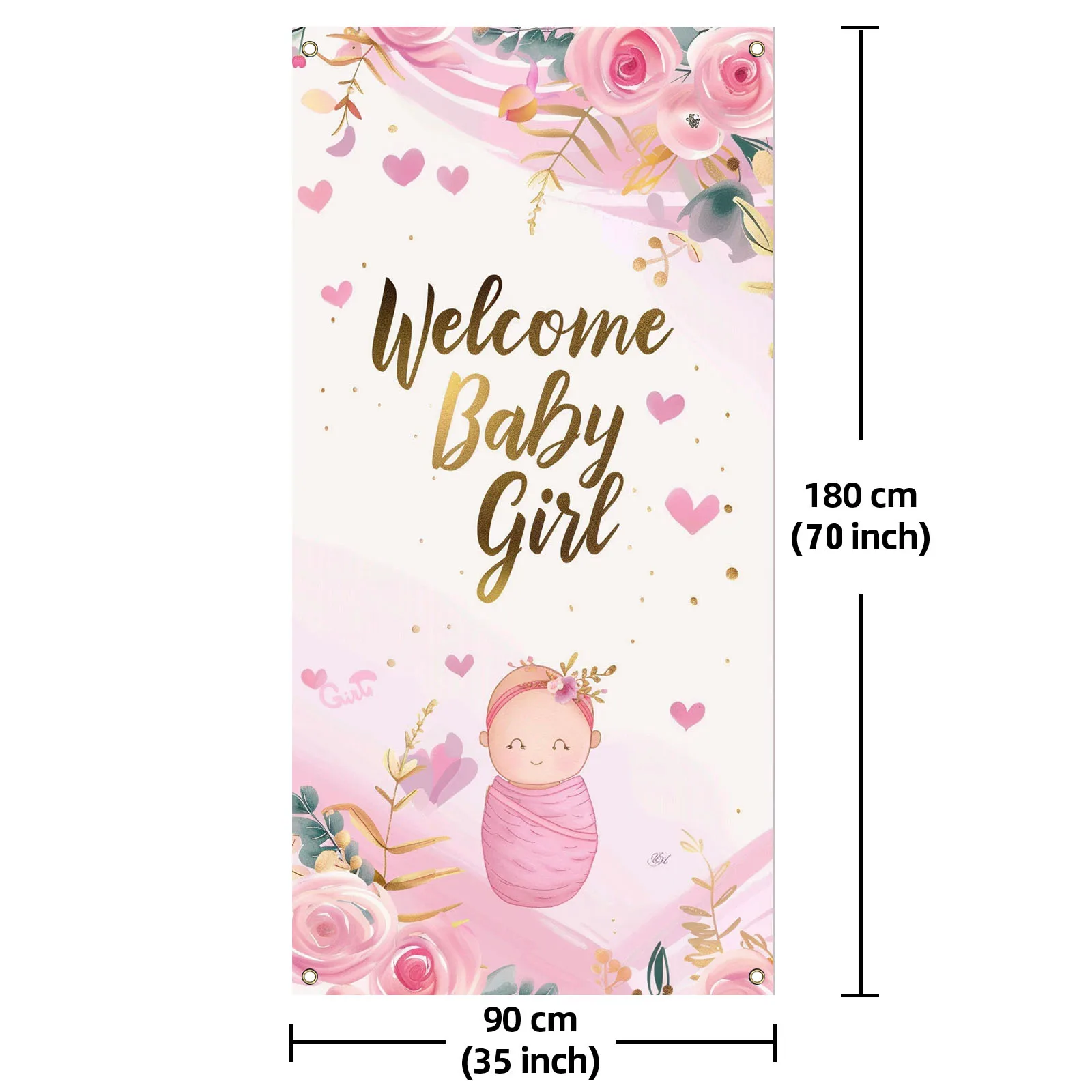 70×35 inch Welcome Baby Girl Banner, Baby Girl Sign Gender Reveal Baby Shower Decorative Door Banner This is a Baby Girl Banner