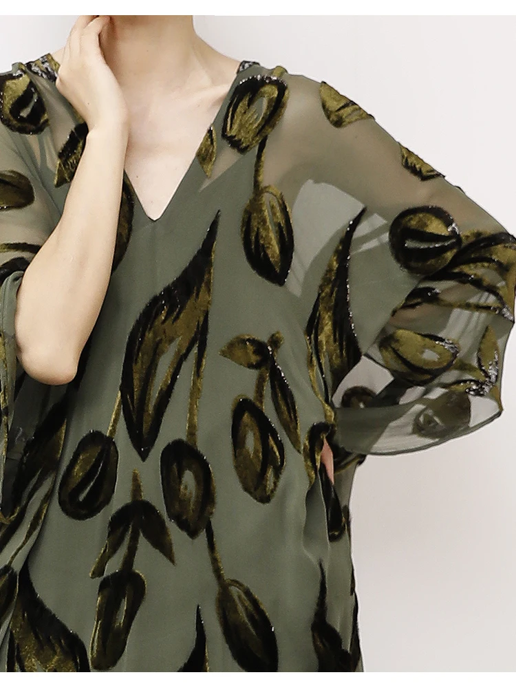 

LemonChen Limited Edition Heavy Embroidery Silk Velvet Tulip V-ne Maxi Dr Ele Sle Ci Commute Holiday Wear