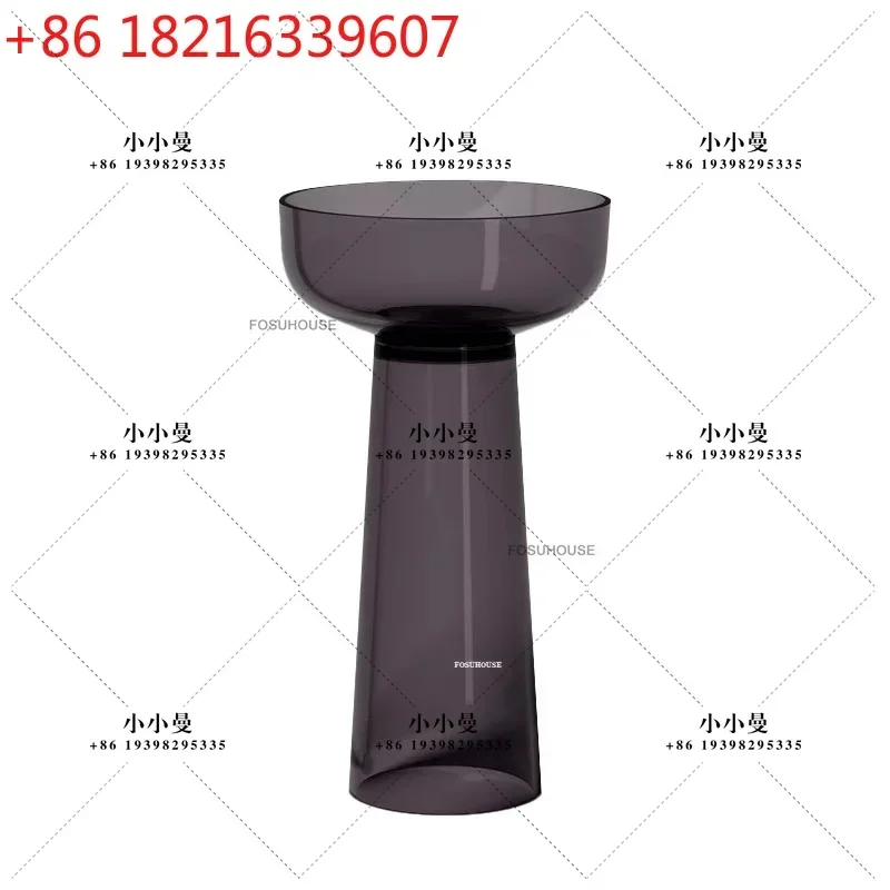 YAOTransparent Resin Pedestal Basin Light Luxury Colored Bathroom Sinks Round Floor-standing Washbasin Italian Bathroom Accessor