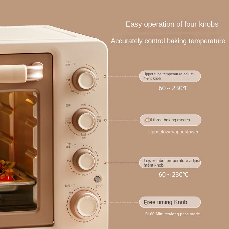 40L Electric Oven for Household Use with Independent Temperature Control and Multifunctional Baking Pizza Oven Air Fryer