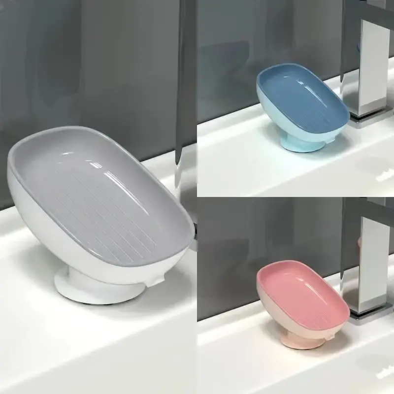 

Suction Cup Soap Dish with Drain Water Punching Free Soap Holder Household Light Luxury Bathroom Soap Container Bathroom Supply