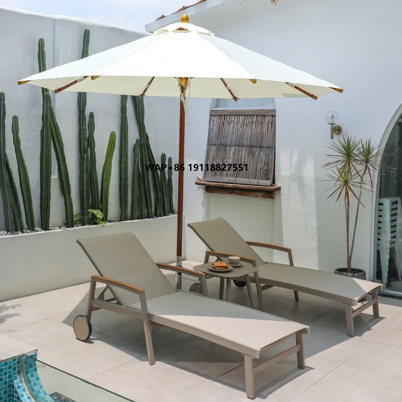 

Modern Aluminum Outdoor Courtyard Villa Pool Side Homestay Hotel Swimming Pool Sun-proof Beach Chair with Cushion