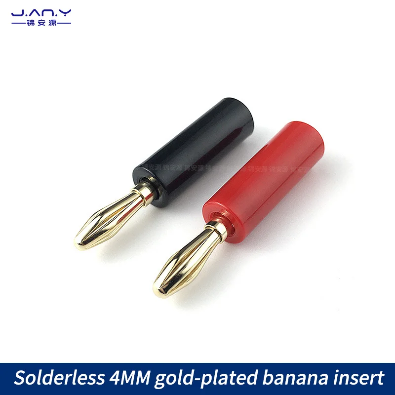 All copper gold plated 4mm banana plug solder free DIY assembly lantern type connector audio power amplifier horn terminal