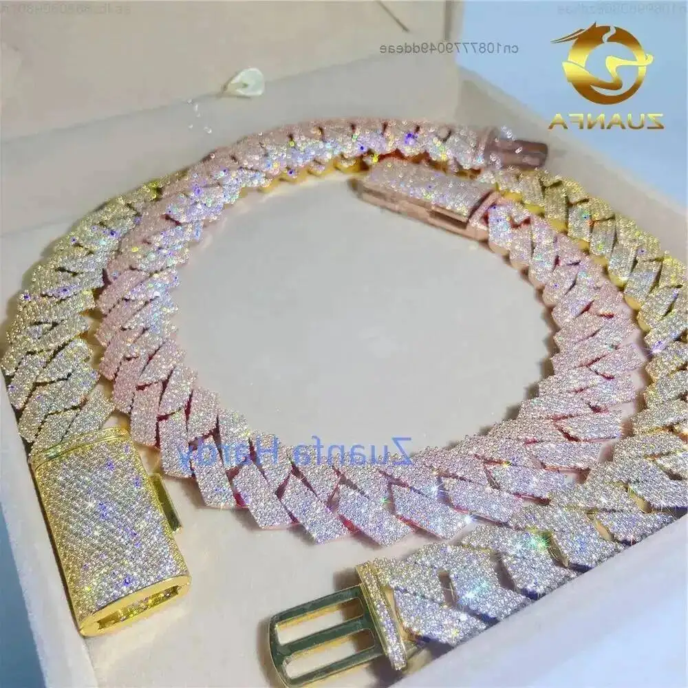 

Оптовая продажа, ювелирные изделия в стиле хип-хоп, 20 мм, 4 ряда, VVS, муассанит, кубинская цепочка, цепочка для собак, кубинская цепочка, ожерелье