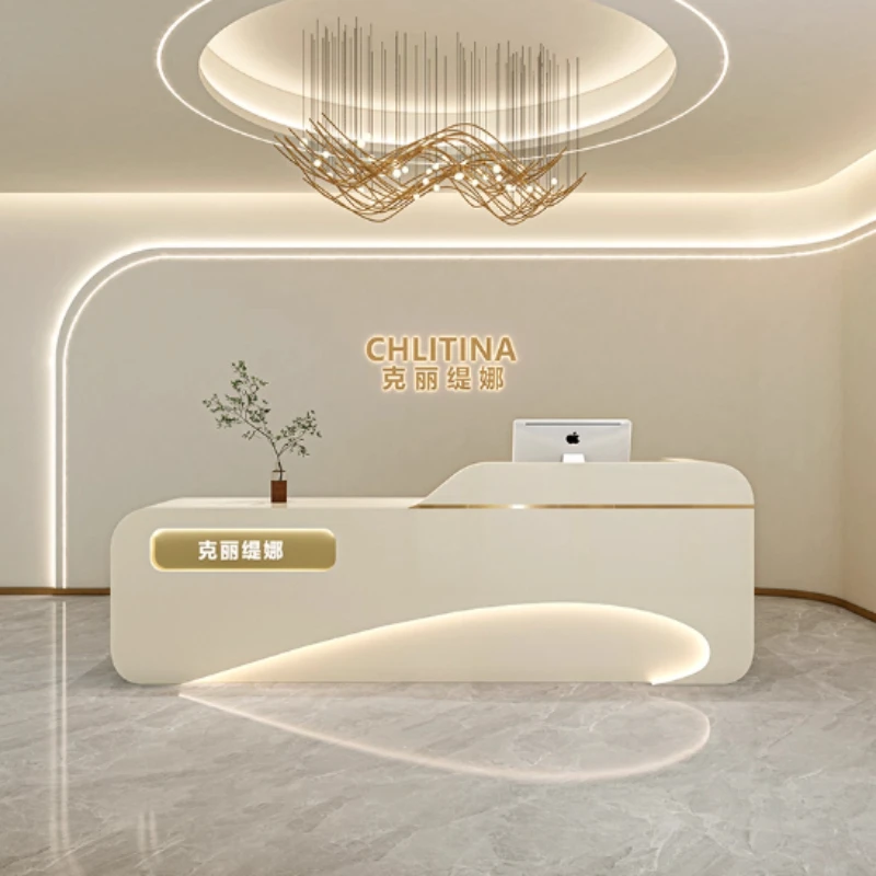 

Hotel Display Reception Counter Modern Shop Beauty Bar Luxury Restaurant Reception Desk Executive Bureau Commercial Furniture