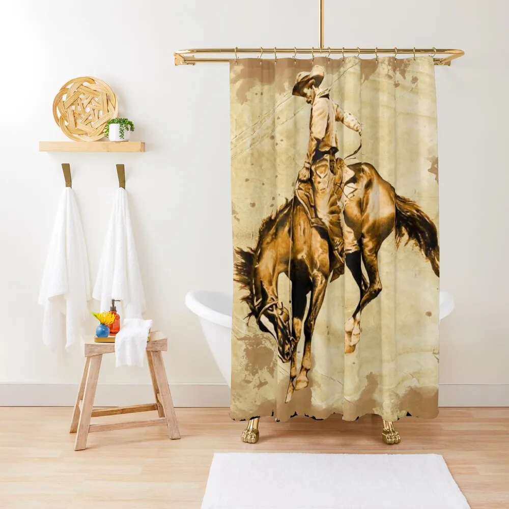 

Western Vintage Cowboy Bronc Rider Shower Curtain Bathroom And Shower Products Luxury Bathroom Shower Set For Bathroom Curtain