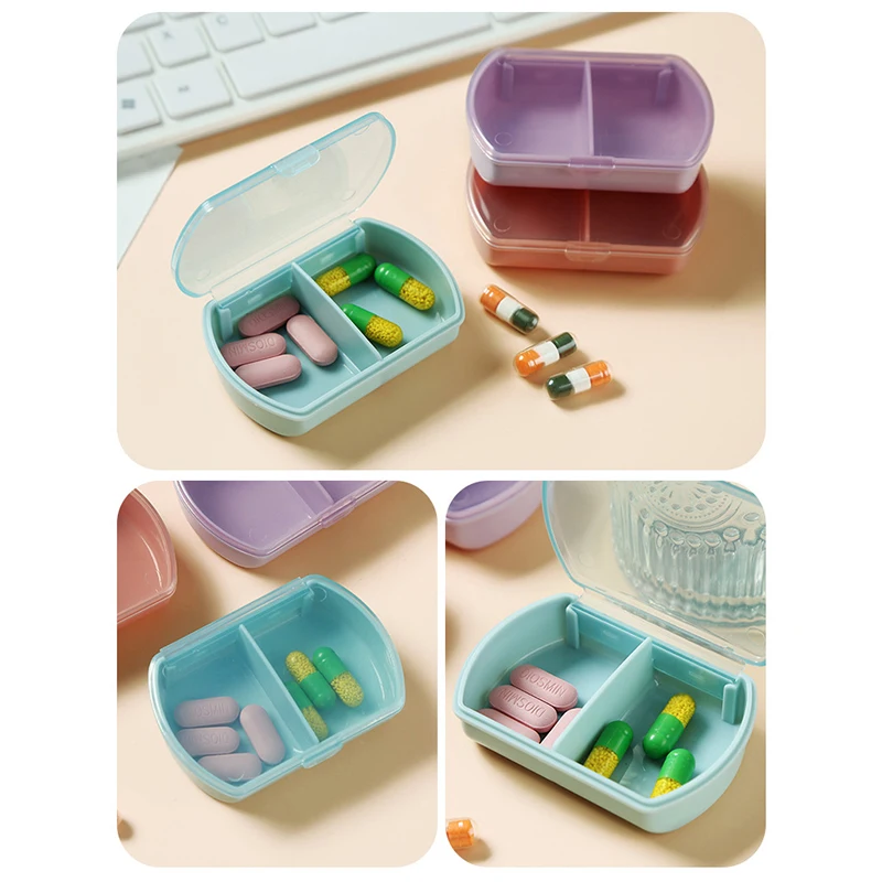 1Pcs Travel Portable Pill Medicine Drugs Case 2 Grids Mini Pill Cases Pill Box Daily Case Vitamin Holder Organizer Container