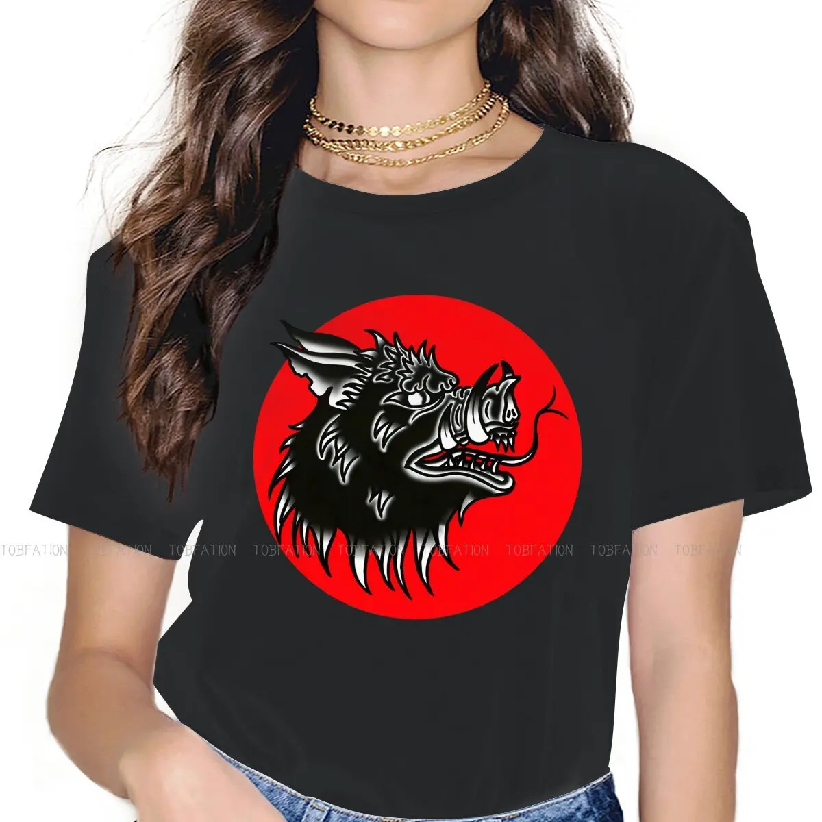 

Футболка со свиньей и животными для женщин и девочек, Wereboar And A Blood Moon Humor, летняя футболка высокого качества, модная 4XL 5XL