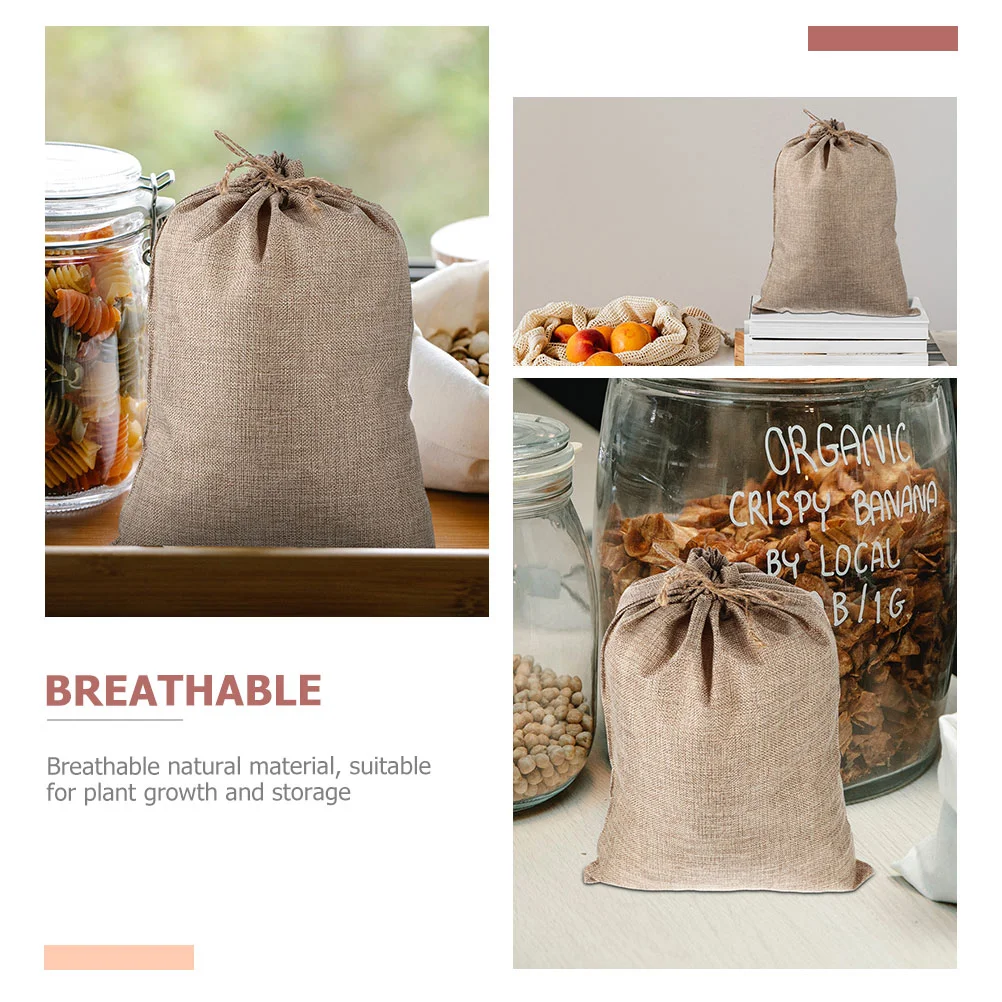 6 Pcs with Drawstring Burlap Bag Vegetable Portable Vegetables Reusable Sack Fabric Bags Drawstrings Fruit Pouch