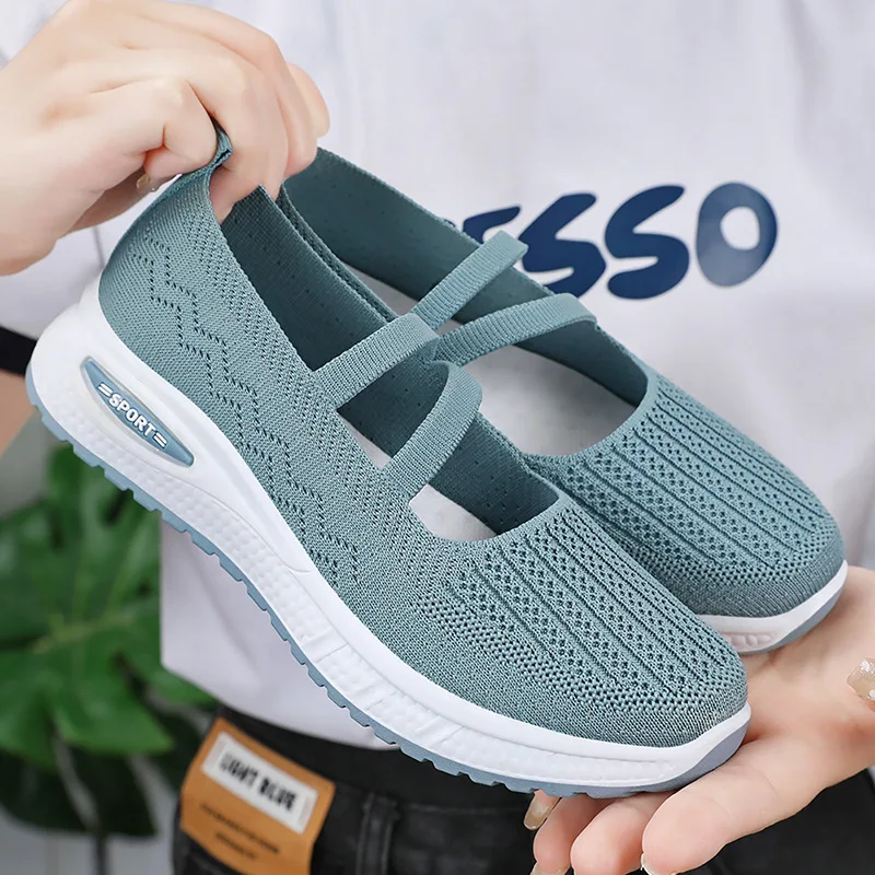 Women's Shoes 2024 Summer New One Step Single Shoes Large Mom Sports and Leisure Lazy Shoes Women's Breathable Mesh