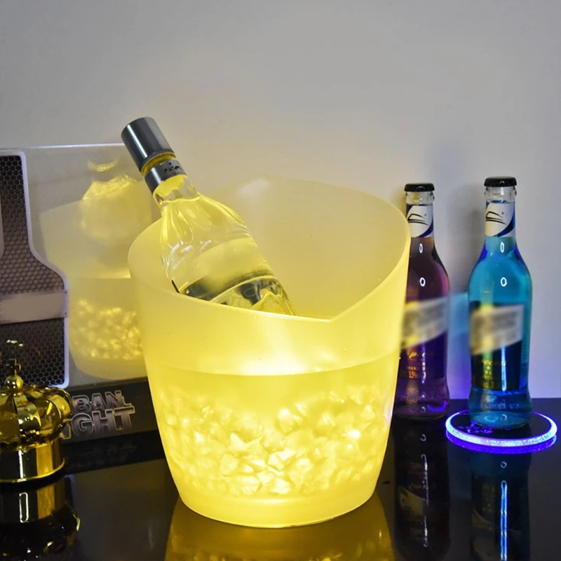 Colorful LED Oblique Luminous Ice Bucket Bar Wine Trough Water Entertainment Dropshipping