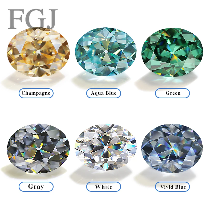 FGJ All Color 4x6-8x12mm European Cut Oval Cut VVS1 Loose Moissanite Diamond Test Positive GRA Charms for Jewelry Making Diy