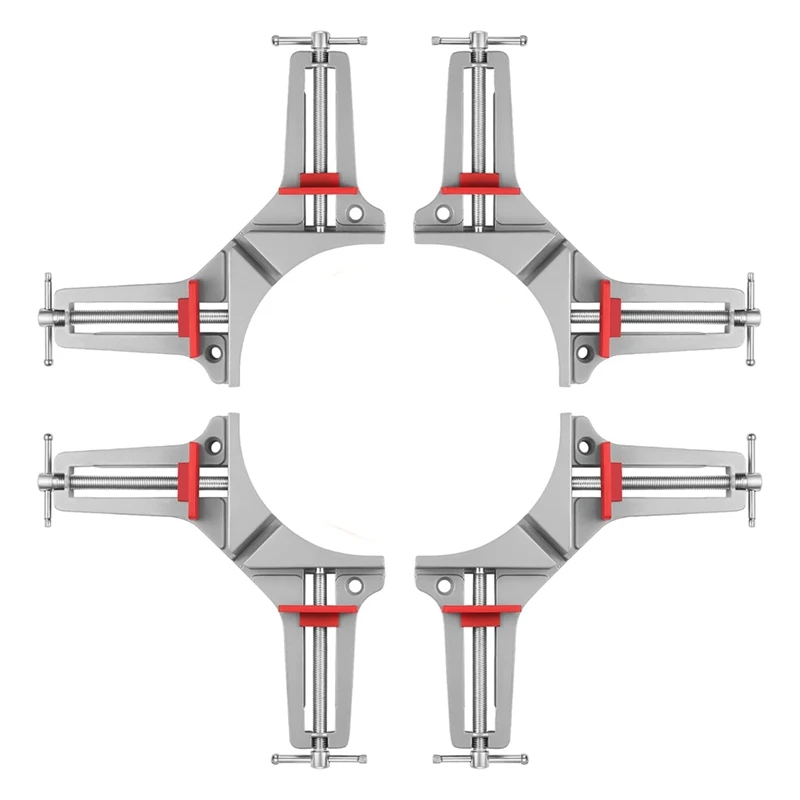 Abrazadera de esquina de 4 Uds., abrazaderas de ángulo recto de 90 grados para carpintería, marcos de fotos, cajones, soporte de vidrio de fácil instalación