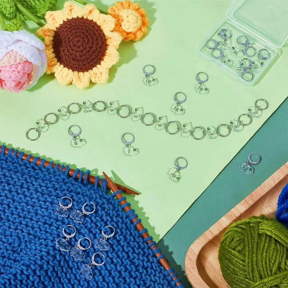 20 Stück Schaf-förmige Transparente Acryl-Häkelmarkierer für Stricken, Weben, Nähen, Quilten und Zubehör – Detail 4