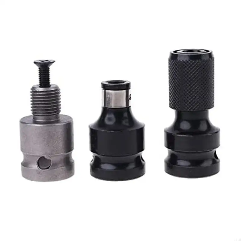 

3 Pcs/Set Drill Chuck Adapter Square to 1/4" Socket Adapter Converter U4LB