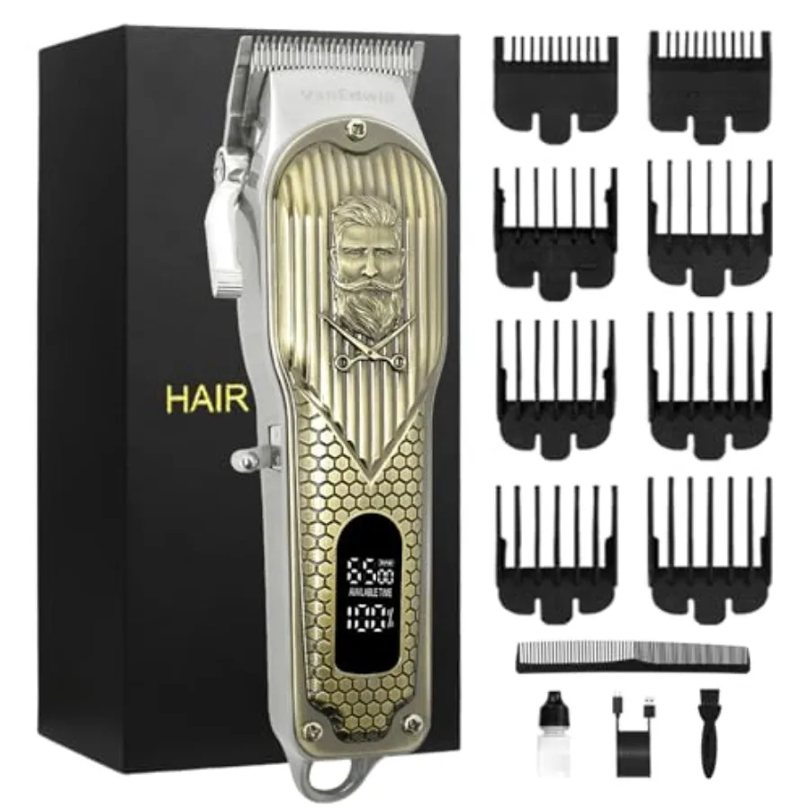 

Cordless Hair Clippers for Men and with Heavy Duty Cutting Performance Quiet Professional Barber Trimmer in Black High-Precisio