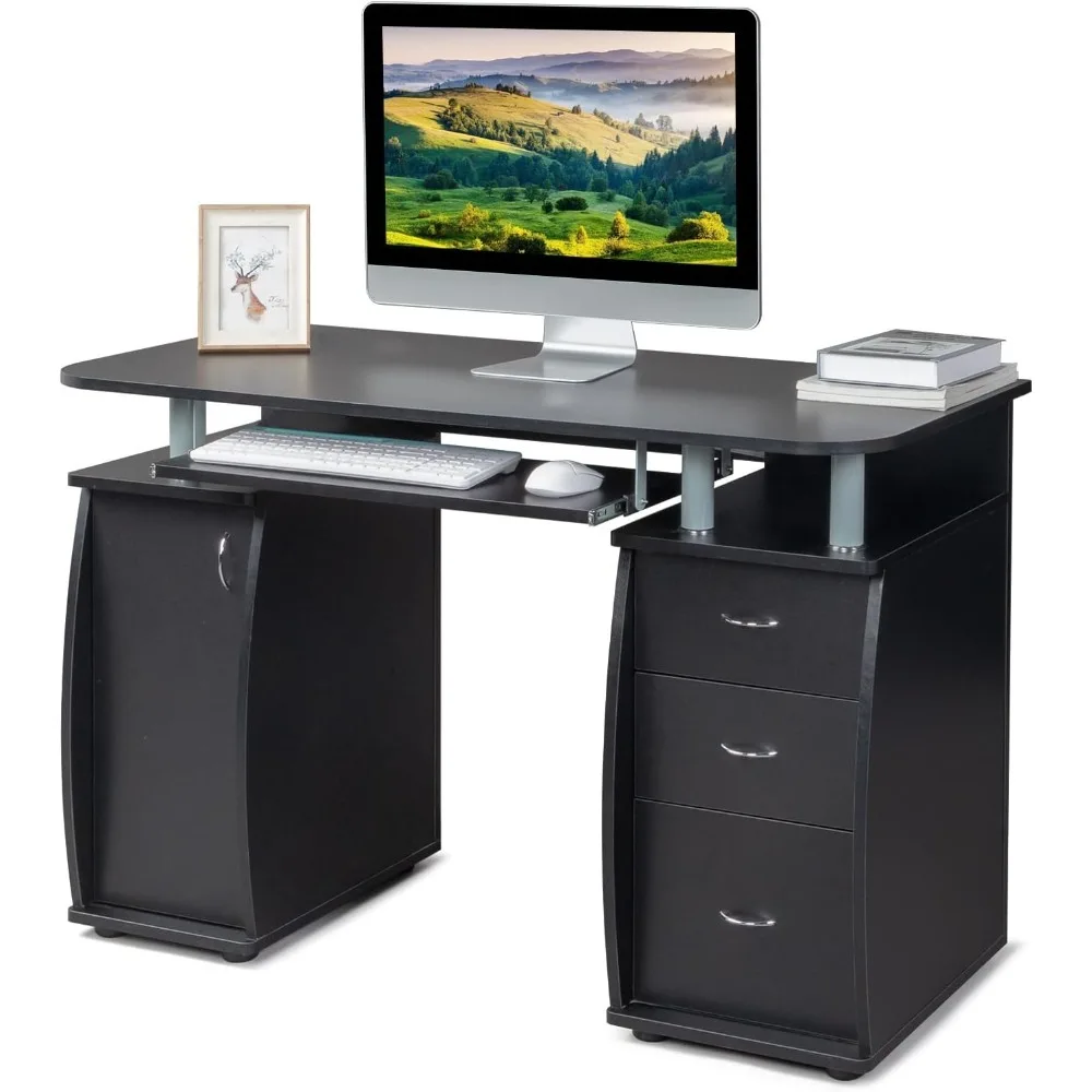 

Karl home Computer Desk with Drawers & Storage Cabinet, Small Office Desk PC Laptop Workstation for Home, Studio, Office