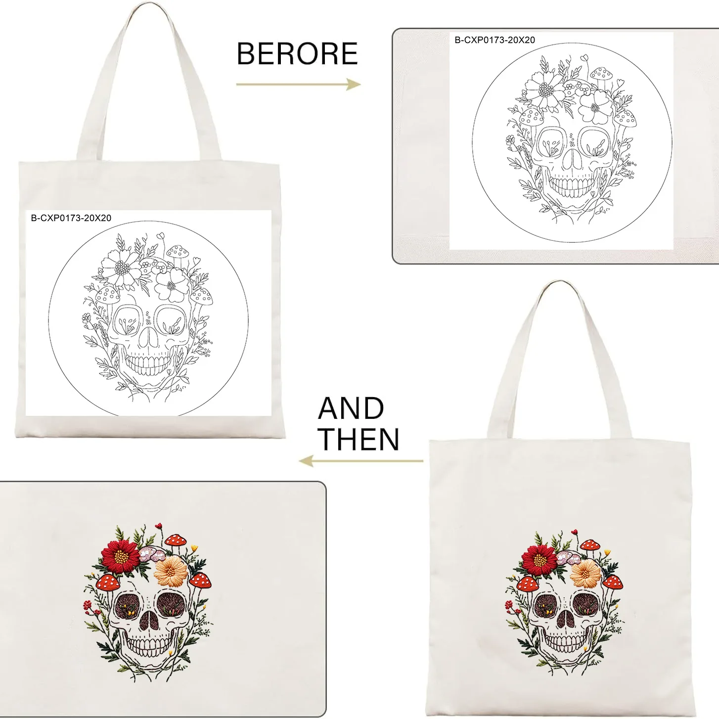 Blumenmuster Stickerei Starter-Kit DIY-Set für Heimdekoration für Anfänger in der Nähkunst – Detail 6