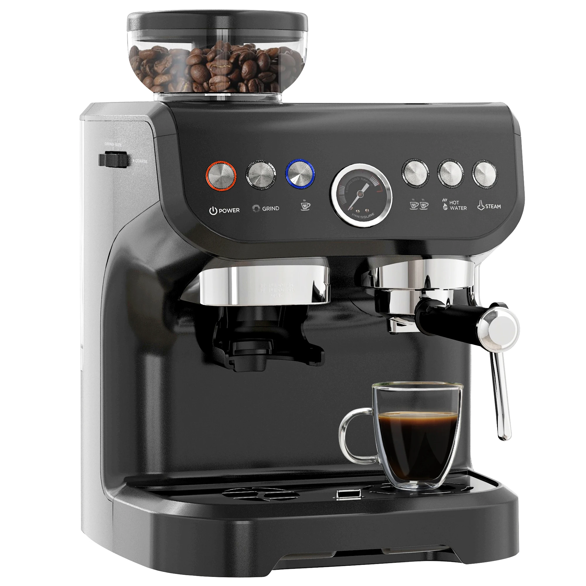 Steam Wand, 15 Bar Pressure&   Espresso Machine, Bean Grinder
