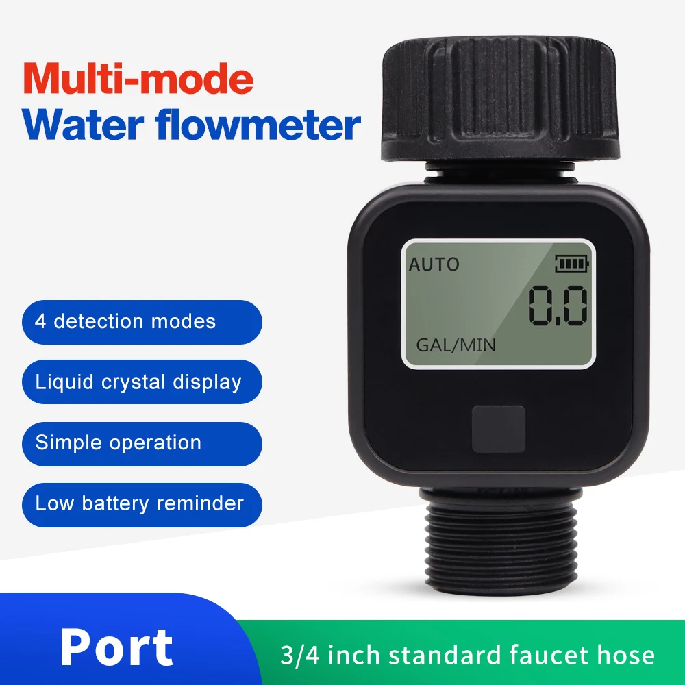 Water Flow Meter Measure Gallon/Liter Consumption and Flow Rate for Garden Hose Watering RV Water Tank Filling Lawn Sprinkler