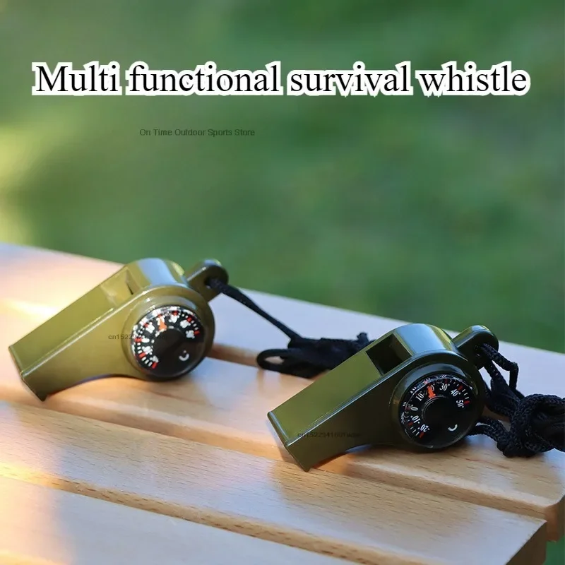 New 3in1 Survival Whistle Mutifunction Lightweight Whistle Thermometer Compass for Camping Hiking and Outdoor Activities