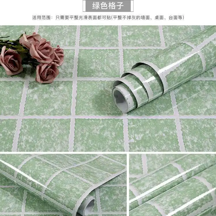 Kitchen DIY Self-Adhesive Waterproof Oil-proof PVC Wall Stickers Cabinets Countertop Wallpaper Bathroom Desktop Renovation Films