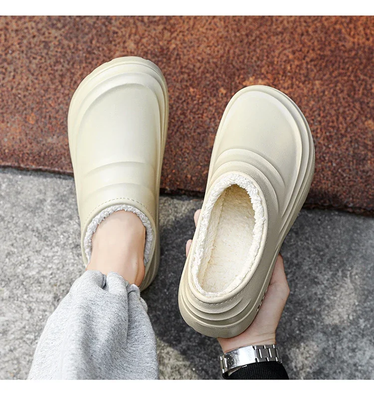 Winterliche, große, warme Plüsch-Kochschuhe für Herren, wasserdicht, rutschfest, ölbeständig, Arbeitsschuhe für Küchen- und Restaurantpersonal. – Detail 14