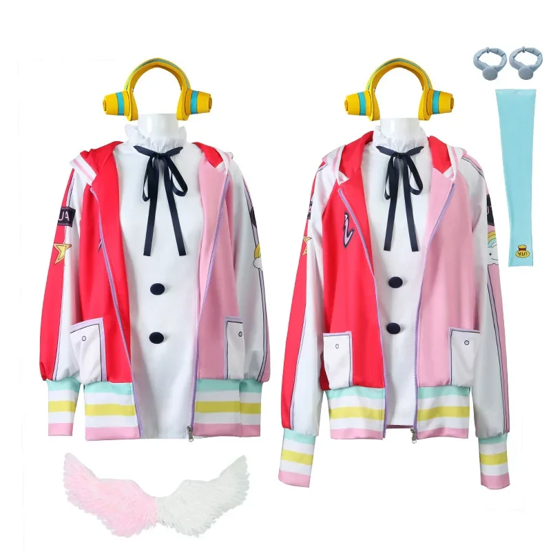 子供と大人のためのピューターコスプレ服,かつらと翼のあるコスチュームセット,劇場版,赤い色,おもちゃのアクセサリー