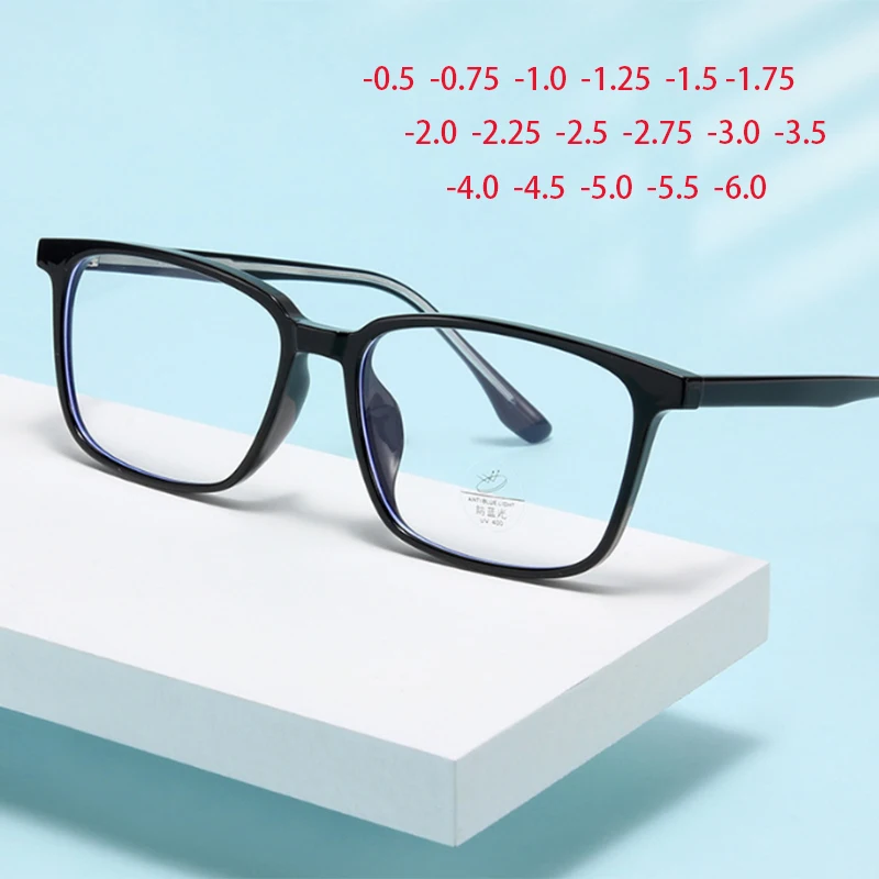 

Transparent Gray Frame Blue Light Blocking Computer Eyeglasses Women Men TR90 Square Prescription Spectacles 0 -0.5 -0.75 To -6