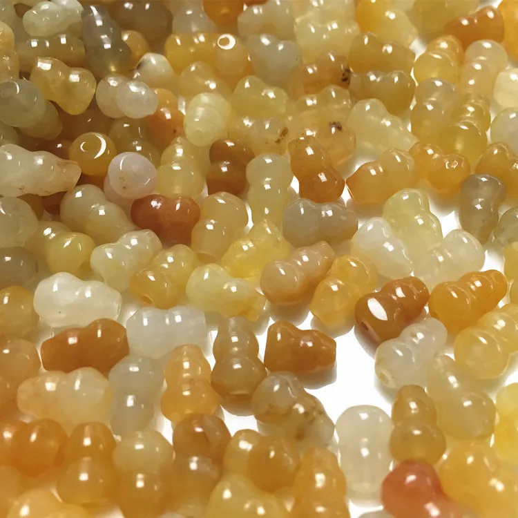 Natural Old Yellow Jade Xinjiang Golden Silk Gourd DIY Beads Accessories Handmade Craft Supplies For Jewelry Making Drop Ship 4