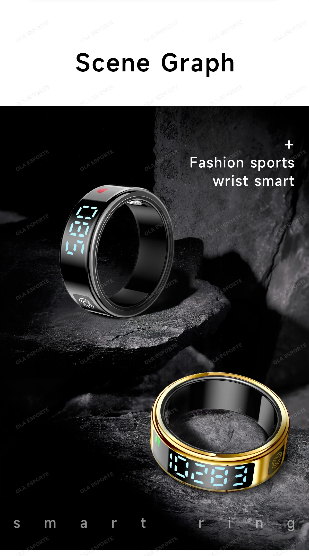 Intelligenter Ring mit Digitalanzeige, Fitness-Tracker, Schlaf- und Aktivitätsmonitor, Schrittzähler, Fernkamera, Tragbarer Ring für den täglichen Sport HT30 – Detail 19