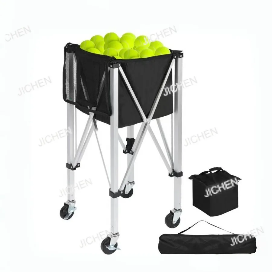 للطي شبكة الإطار سبائك الألومنيوم عربة التنس المحمول المحمولة مدرب سيارة الكرة سلة التعبئة والتغليف الكرة سلة تخزين الضوء